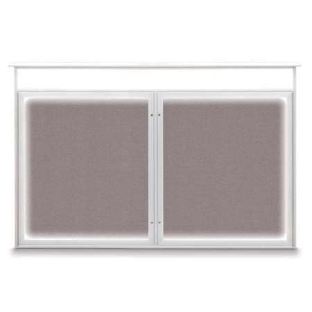 United Visual Products 96"x48" 2-Door Enclosed Outdoor Letterboard, Blue Felt/Black UV1161DDD9648PLUS-BLACK-BLUE